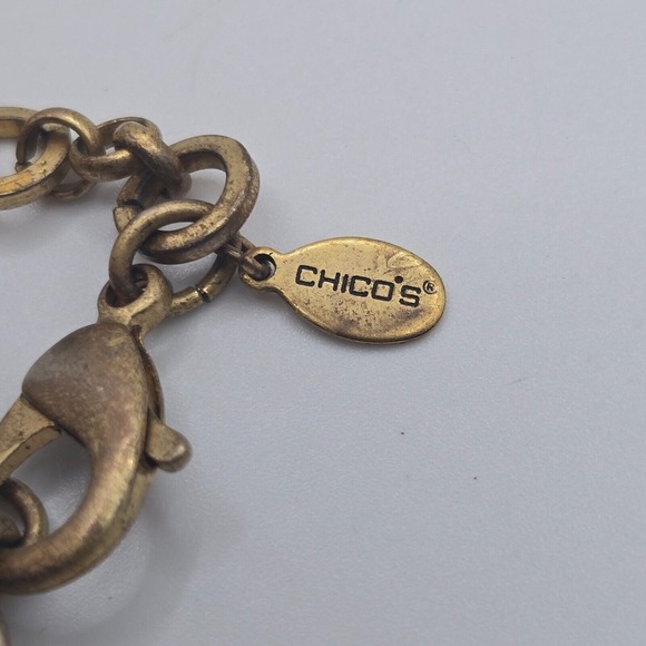 Chicos Purple Beaded Necklace Gold Tone Whimsigoth Boho - Picture 7 of 10